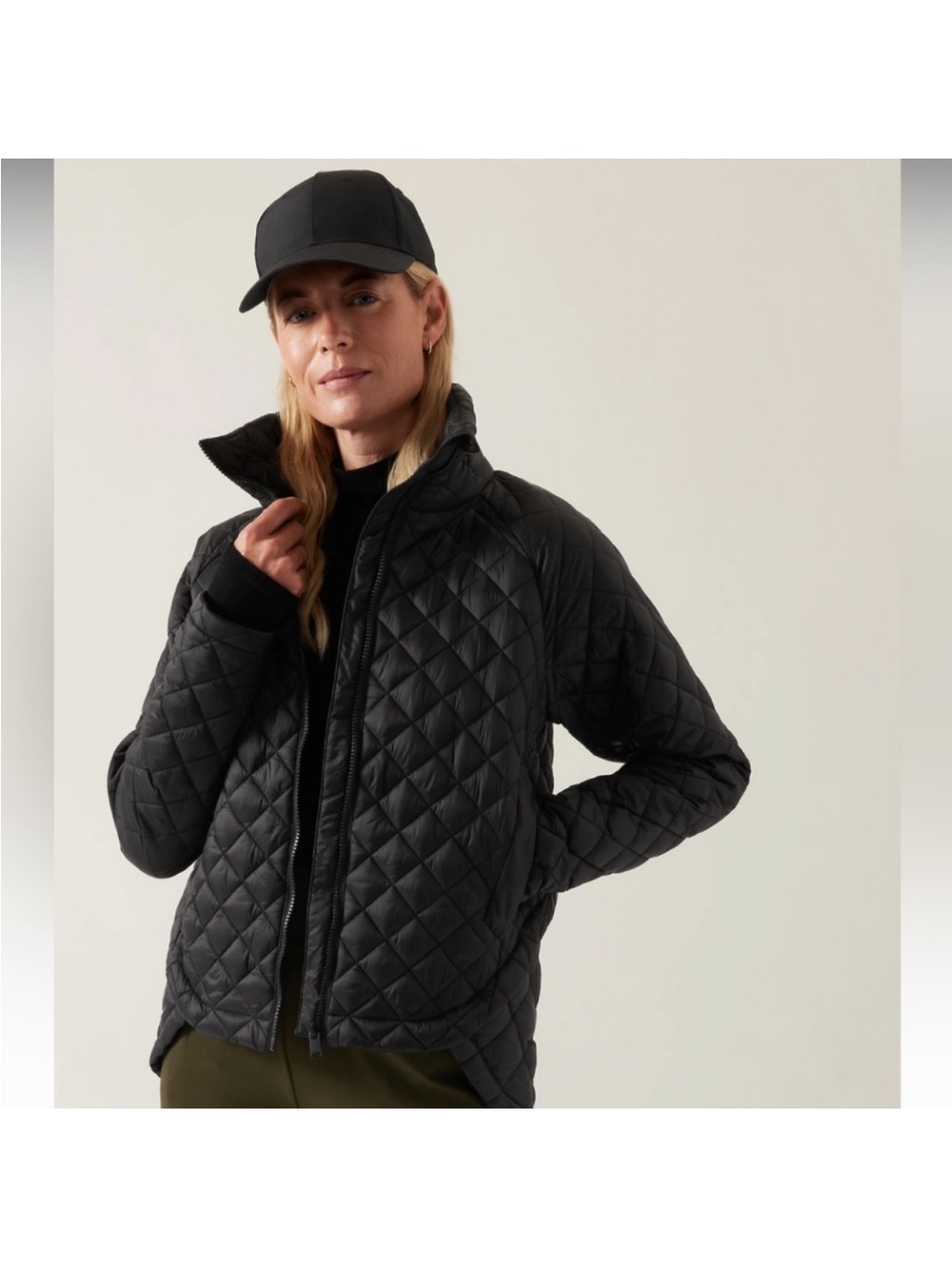 Athleta Black Quilted Zip Jacket size XS